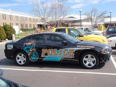 a police car parked in a parking lot