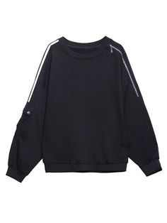 575718 Streetwear Sweatshirt With Zip Cuffs And Long Sleeves, Streetwear Long Sleeve Sweatshirt With Zip Cuffs, Black Sporty Sweatshirt With Zipper Closure, Sporty Black Sweatshirt With Zipper Closure, Black Sporty Sweatshirt With Zipper, Streetwear Half-zip Top With Zipper Closure, Streetwear Half-zip Top, Half-zip Tops For Streetwear With Zipper Closure, Sporty Black Tops With Zipper Closure