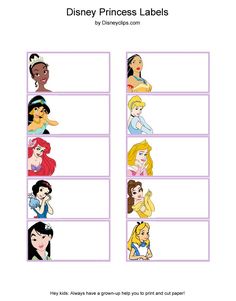 the disney princess labels are shown in this printable worksheet to help kids learn how