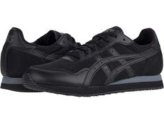 ASICS Tiger Tiger Runner - Men's Shoes : Black/Black : Make tracks with the classic profile and stylish approach of the ASICS Tiger Runner sneakers. Heritage runner silhouette inspired by classing running shoes. Uppers of durable synthetic leather and breathable mesh. Traditional lace-up closure for optimum fit. Lightly-padded collar and tongue provides a snug, comfy fit. Textile linings with cushioned footbed for added comfort. Low-profile EVA midsole. Flexible rubber outsole for durable wear. Athleisure Training Sneakers With Laces, Low-top Training Sneakers, Low-top Training Sneakers With Laces, Functional Lace-up Training Sneakers, Low-top Athleisure Sneakers For Training, Athleisure Low-top Training Sneakers, Athleisure Low-top Sneakers For Training, Low-top Athletic Fit Sneakers For Training, Sporty Mesh Sneakers For Training