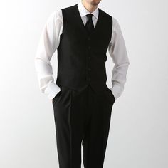 Introducing the Classic Fit Men's Basic Suit Vest in Black Color.  This dress suit waistcoat is a stylish addition to elevate any gentleman's formal attire. Designed with a classic fit, this vest offers a timeless and sophisticated silhouette.  The black color adds a touch of refinement, making it suitable for a variety of formal occasions and events. The 5-button design of this waistcoat adds a polished and traditional touch. It features a clean and minimalistic design, allowing it to effortles Vest And Shirt Men, Vest Formal Outfit Men, Men Formal Outfit Black, Black Formal Wear Men, Men Vest Outfits Formal, Suit Inspo Mens, Men Wearing Suit, Black Vest Outfit Men, Vest Suit Men