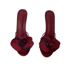 Lucia Red Orchid Burgundy Flower Heels - Etsy Orchid Shoes, Orchid Heels, Burgundy Shoe, Red Bridal Shoes, Red Orchid, Slippers Outfit, Strap Sandals Heels, Red Orchids, Flower Heels