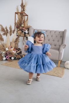 Baby First Birthday Dress, First Birthday Dress, Blue Tutu, Kids Dress Collection, Baby Party Dress, First Birthday Dresses