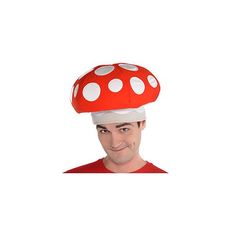 Enter the Mushroom Kingdom with the right headgear! This plush Mushroom Hat features a red toadstool design with white spots. Top off your mushroom costume with a red mushroom hat.  Mushroom Hat product details:   13in wide x 9in tall 100% polyester (exclusive of decorations)  One size fits most teens and adults Spot clean only Plush Mushroom, Hat Halloween Costume, Mushroom Costume, Mushroom Kingdom, Red Costume, Mushroom Hat, Red Mushroom, Kids Birthday Themes, Halloween Costume Shop