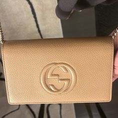 Authentic Nude/Beige Gucci Soho Small Bag Wallet On Chain Leather Crossbody (With Gold Chain) Condition Is New With Tags. Gucci Gold Rectangular Wallet On Chain, Gucci Classic Wallet On Chain With Gold-tone Hardware, Gucci Gold Wallet On Chain For Everyday Use, Gucci Gold Wallet On Chain With Gold-tone Hardware, Gucci Gold Wallet On Chain With Chain Strap, Gucci Gold Wallet On Chain For Evening, Gold Gucci Wallet On Chain For Evening, Chic Gucci Gold Wallet On Chain, Chic Gold Gucci Wallet On Chain