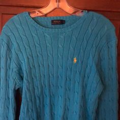 Blue Ralph Lauren Cable Knit Sweater. Size Large. Excellent Condition, Never Worn. Super Comfortable Sweater And Very Warm! Cozy Blue Long Sleeve Sweater, Ralph Lauren Cable Knit Sweater For Fall, Blue Cable Knit Sweater With Crew Neck, Blue Cable Knit Crew Neck Sweater, Blue Fitted Textured Knit Sweater, Casual Blue Soft Knit Sweater, Light Blue Cable Knit Casual Sweater, Blue Cable Knit Long Sleeve Sweater, Blue Long Sleeve Cable Knit Sweater