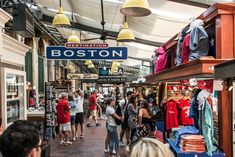 many people are shopping in the boston market