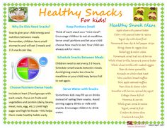 the healthy snacks for kids are shown in this brochure, with information about their health