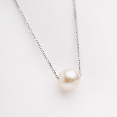 Floating Pearl Necklace, Simple Pearl Necklace, Dainty Pearl Necklace, Simple Pearl, Floating Necklace, Graduation Gifts For Her, Pearl Choker, Simple Necklace, June Birth Stone