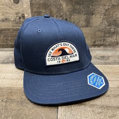 Costa Del Mar “See Whats Out There” Navy Blue Snap Back Hat One Size Nwt!. New With Tags 8t Casual Fitted Six-panel Hat, Blue Outdoor Hat, Fitted Blue Outdoor Hat, Blue Six-panel Beach Hat, Blue Six-panel Hat For The Beach, Casual Navy Hat With Flat Bill, Casual Navy Flat Bill Hat, Blue Flat Bill Beach Hat, Blue Flat Bill Hat For Beach