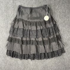 Rebecca Taylor Black Womens Silk Tiered Lace Skirt Sz 2 Midi Nwt. The Tag Inside Is Ripped Off On One Size , Otherwise Its Great! Thrifted Skirts, Cabin Closet, Layers Skirt, Ruffle Wrap Skirt, Goth Skirt, Style Bundle, Sparkle Skirt, Tiered Midi Skirt, Wardrobe Pieces