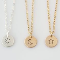 Bff Necklaces For Three, Cosmic Powers, Morse Code Necklace, Necklace Moon, Necklace Star, Sun Necklace, Bff Necklaces, Celestial Necklace, Friend Necklaces