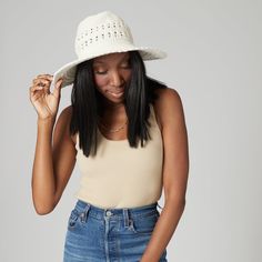 The sister to our handmade original cotton crochet, this hat features a beautifully scalloped edge paired with our signature crocheted style. With its easily storable design and great sun protection, this hat is perfect for any occasion! Features: Packable 4" brim Hat size: 57cm One size 100% cotton UPF 50 Casual Brimmed Crochet Hat With Upf 50+, Curved Brim Crochet Hat For Warm Weather, Lightweight Flat Brim Crochet Hat For Spring, Casual Crochet Hat With Upf 50+ And Brimmed Shape, Casual Crochet Hat With Upf 50+ For Spring, Lightweight Crochet Fedora Hat For Warm Weather, Spring Crochet Hat With Flat Brim For Warm Weather, Fitted Yarn Beach Hat, Beach Crochet Yarn Top