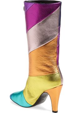 Muses Shoes, Colored Boots, Rainbow Metal, Metallic Boots, Artist Project, Mardi Gras Costumes, Abstract Flower Art, Funky Shoes, Beautiful Boots