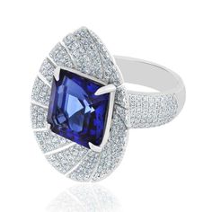 For Sale on 1stDibs - Elegant and Exquisitely detailed White Gold Ring, with a rare 9.1 Cts (approx.) Octagon Shape Cut Tanzanite set in the center beautifully accented with Octagon Shape, Tanzanite Diamond, Crafts Beautiful, Gold Hands, White Gold Ring, Beautiful Ring, Diamond Studs, White Gold Rings, Luxury Jewelry