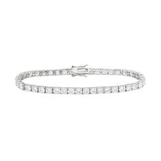 "Simply stunning, this cubic zirconia sterling silver tennis bracelet adds a timeless touch to your ensemble.BRACELET DETAILS Length: 7.25 in. Clasp: box Metal: rhodium-plated sterling silver CUBIC ZIRCONIA DETAILS Shape: round Setting: prong  Size: 7.25"". Color: White. Gender: female. Age Group: adult." Classic Sterling Silver Bracelet With Sparkling Stones, Classic Cubic Zirconia Bracelets With Sparkling Stones, Classic Sterling Silver Tennis Bracelet With Sparkling Stones, Classic Diamond White Bracelets With Sparkling Stones, Classic Bracelets With Sparkling Stones In Diamond White, Classic Diamond White Bracelet With Sparkling Stones, Classic Silver Cubic Zirconia Tennis Bracelet, Classic Silver Channel Set Diamond Bracelet, Cubic Zirconia Channel Set Tennis Bracelet For Wedding