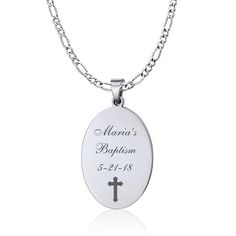 "Our personalized silver oval necklace makes a great personalized gift for that special someone. Great for Bridesmaids, Flower Girls, Best Friends, or Valentine's Day. Engrave the heart with names, dates or a message of love. This high polished stainless steel pendant will never tarnish or fade or change color. Dimensions: 1.25\" X 1\" Material Stainless Steel Chain Included Upon purchase you can send the text you would like engraved along with the font style in a message. If the engraving is to Custom Engraved Necklace, Grad Hat, Engraved Pendant, Oval Necklace, Personalized Graduation Gifts, Silver Engraving, Engraved Necklace, Stainless Steel Pendant, Oval Pendant