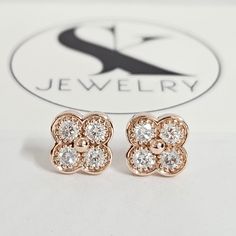 A lovely pair of earrings fit for your occasion. Our handmade authentic natural white diamond Ring will attract everyone's attention. We only use natural white diamonds from fair trade mines and use high quality diamonds. The eye-catching glitter in this piece is absolutely breathtaking!We celebrate with you together whether it's an engagement or wedding or anniversary! _____________________FEATURES+ Made to Order, All Handmade Jewelry+ Metal type: Solid 14K,18K Gold ( Yellow gold, Rose gold, Wh Luxury Cluster Earrings With Vvs Clarity For Anniversary, Luxury Vvs Clarity Cluster Earrings For Anniversary, Elegant 14k Rose Gold Round Earrings, Luxury Rose Gold Diamond Earrings With Brilliant Cut, Rose Gold Diamond Cut Round Earrings, Rose Gold Sterling Silver Diamond Earrings, Luxury Diamond White Cluster Earrings For Anniversary, Elegant Rose Gold Cluster Earrings With Cubic Zirconia, Luxury Cluster Earrings With Brilliant Cut For Gifts