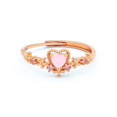 Details: 18K Gold Plated / 18K Rose Gold Plated Adjustable Size Anti-tarnish, anti-allergy, nickel-free. Designed in USA Goddess Jewelry, Rose Gold Pink, Colorful Heart, 18k Rose Gold, Rose Gold Plates, Rose Gold Ring, Allergies, Heart Ring, Aurora