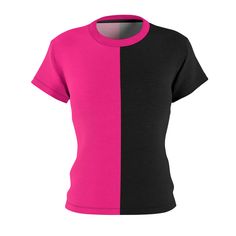 Women's Split, Half and Half classic and comfortable creative t-shirt is appealing form every angle. 100% Polyester, Light fabric, Regular fit, Tagless, Runs true to size. Care Instructions: Do not dry clean; Do not iron; Tumble dry: low heat; Do not bleach; Machine wash: cold (max 30C or 90F). Contrast Color Graphic Print Short Sleeve Top, Contrast Graphic Print Short Sleeve Top, Red Half-sleeve Summer T-shirt, Fitted Color Block T-shirt With Short Sleeves, Relaxed Fit Color Block T-shirt With Crew Neck, Color Block Crew Neck T-shirt, Contrast Color Block Crew Neck T-shirt, Cheap Red Color Block T-shirt, Pink Color Block Short Sleeve T-shirt