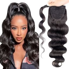 Products Weave Ponytail Wrap Around Ponytail Extension Body Wave Black Ponytail Hair Extension Virgin Human Hair Sew In Ponytail, Volume Ponytail, Wrap Around Ponytail, Black Ponytail, Ponytail Wrap, Weave Ponytail, Short Curly Wigs, Ponytail Hair Extensions, Ponytail Hair