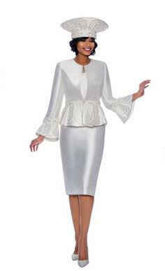 Terramina 7862 3 piece Skirt Suit Colors: Black, Blue, Champagne, Mauve, Pearl Sizes: 8, 10, 12, 14, 16, 18, 20, 22, 24 Matching Hat Available HAT: H7862 Gospel Clothing, Ministry Apparel, First Lady Church Suits, Dresses For Church, Mommy Dress, Suit Colors, Classy Hats, Knit Suits, Women Church Suits