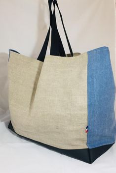 Large Tote - Personalized Tote - Linen and blue canvas - Faux leather bottom- unique Bag Everyday Blue Square Hobo Bag, Everyday Square Blue Hobo Bag, Blue Square Bucket Bag With Removable Pouch, Blue Beach Bag With Removable Pouch For Travel, Blue Rectangular Hobo Bag With Large Capacity, Large Capacity Blue Rectangular Hobo Bag, Blue Pouch Hobo Bag For Travel, Blue Square Bucket Bag For Travel, Large Capacity Blue Rectangular Bucket Bag