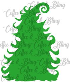 a green christmas tree cut file with the words coffee and bling in black on it