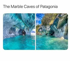 the marble caves of patagonia are blue in color and they look like water