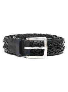 black calf leather braided strap pointed tip silver-tone pin-buckle fastening adjustable fit Italian Accessories, Braided Leather Belt, Branded Belts, Designer Belts, Belt Design, Braided Strap, Belt Black, Gucci Belt, Braided Leather