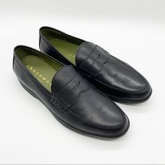 Brand New Without Box Or Tags (Wholesale Overstock Purchase) Inkerman Ny Black Leather Slip On Penny Loafers Size 8 Great Quality Genuine Leather Comfy Rubber Soles No Trades Black Plain Toe Moccasins For Office, Black Business Loafers With Rubber Sole, Black Leather Almond Toe Shoes For Business Casual, Black Almond Toe Leather Shoes For Business Casual, Black Wingtip Loafers For Office, Black Leather Shoes With Leather Lining For Business Casual, Black Leather Loafers For Business Casual, Black Moccasins With Removable Insole For Business Casual, Black Moccasins With Stitched Sole For Business Casual