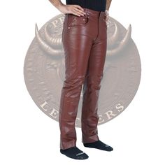 Genuine leather pants crafted from premium full-grain leather. Designed for both comfort and durability, these pants offer a sleek, tailored fit that makes a statement wherever you go. Each pair is meticulously hand-sewn to ensure quality and precision, making them a perfect addition to your wardrobe for both casual and formal occasions. Features: 100% genuine full-grain leather Handcrafted with care and attention to detail Durable, long-lasting, and stylish Available in custom sizes for the per Brown Faux Leather Full-length Pants, Brown Full-length Faux Leather Pants, Brown Full Length Faux Leather Pants, Fitted Faux Leather Classic Bottoms, Classic Fitted Faux Leather Bottoms, Fitted Faux Leather Trousers, Fitted Faux Leather Biker Pants, Fitted Biker Leather Trousers, Fitted Leather Trousers For Bikers