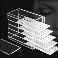 PRICES MAY VARY. High-quality Material: 5 layer acrylic organizer is made of sturdy acrylic plastic, with smooth sliding light, high-quality transparent acrylic resin can create a visually attractive display effect, allowing you to easily solve the trouble of storing eyelashes 5-layer Design: The lash display box has 5 layers, which is large and practical. With 5 eyelash trimmer cards with digital scales, you can quickly check and take out the false eyelashes you want, making you more smooth and Eyelash Storage, Lash Supplies, False Eyelash Accessories, Lash Studio, False Eyelash Extensions, Lash Salon, Eyelash Case, Make Up Tools, Eyelash Tools