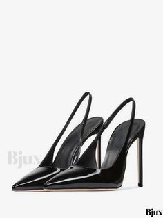 Bjux - Hanover Collection: Elegant Womens Black Pointed Toe Slingbacks with Stiletto Heel for Sophisticated Dressing Dress Shoes For Women, Fall Heels, Black Synthetic Slingback Pumps With 4-inch Heel, Slingbacks, Toe Sandals, Winter Shoes, Dress And Heels, Shoes For Women, Womens High Heels