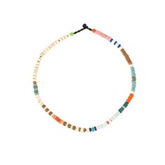 Bead Party Enamel Boardwalk Necklace Heishi Beaded Chain Bracelet Jewelry, Heishi Bead Bracelet With Beaded Chain, Multicolor Single Strand Heishi Beads Necklaces, Multicolor Single Strand Heishi Beads Necklace, Enamel Beads, Party Necklace, Bezel Set Diamond, Bead Shop, Chain Anklet