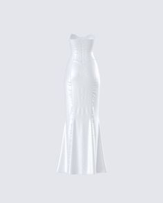 They’ll all be getting down on one knee when they see you in this dress 💍 Made from soft satin fabric, this gorgeous white lace appliqué gown, complete with a fit and flare style and corset boning, will leave a trail of admirers in your wake 🤍 Fitted Satin Ball Gown Dress, Fitted Satin Ball Gown, White Dress With Sweetheart Neckline And Lace-up Back, White Satin Dress With Pleated Bodice, Elegant Corset Dress With Boned Bodice For Debutante Ball, Elegant Corset Dress For Prom Season And Debutante Ball, Elegant Corset Dress For Debutante Ball And Prom Season, Elegant Corset Dress For Debutante Ball During Prom Season, Floor-length Corset Dress With Ruched Bodice For Weddings