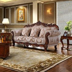 a living room filled with furniture and a rug