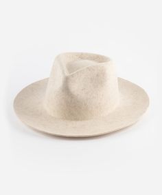 Gigi Pip felt hats for women - Zephyr Rancher - fedora teardrop crown with a stiff upturned brim [mix ivory] Everyday Solid Felt Hat With Short Brim, Everyday Felt Hat With Short Brim, Winter Beige Flat Brim Fedora, Fall Fur Felt Panama Hat With Flat Brim, Winter Felt Hat With Flat Brim, Wide Brim Fur Felt Top Hat For Fall, Winter Wool Wide Brim Panama Hat, Beige Wide Brim Fedora For Winter, Curved Brim Fur Felt Top Hat For Fall