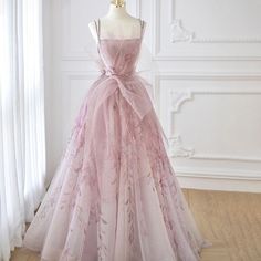 Dreamy Vow Lilac Floral Tulle Long Evening Dress 2023 Spaghetti Straps Backless Formal Prom Dresses for Wedding Party SS236-DreamyVow Gaun Tulle, Prom Dress Pink, Pink Evening Dress, Gaun Fashion, A Line Evening Dress, Formal Prom Dresses, Prom Dress Inspiration, فستان سهرة, Fairytale Dress