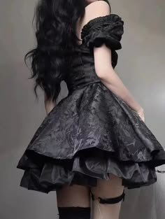 The Goth Black Princess Mini Dress blends elegance with a dark aesthetic. Its corset-style bodice with lace-up detailing defines the waist, while the layered mini skirt adds volume for a striking silhouette. Ideal for gothic events, cosplay, or embracing your inner dark princess with a touch of luxury. Goth aesthetic F Coquette Dark Academia, Dresses 90s, Dark Academia Gothic, Coquette Dark, Gothic Kawaii, Petticoat Skirt, Layered Mini Skirt, Romantic Academia, Black Princess