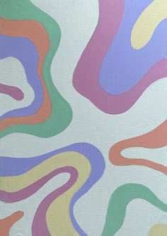 an abstract painting with multicolored lines on white canvases, including pink, green, blue, yellow and orange