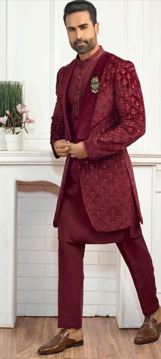 Details : Color -marron Any Color you may ask for...(one colour ) Fabric_ important Work Details ;plain Bottom Details maroon -- Pajama Package Include : Top , Bottom, Kurta All others accessories are for photography purpose only . Just the Top and bottom available . Color variation may be there slightly , due to computer resolution and camera . Eid Party Bandhgala Straight Kurta, Festival Party Nehru Jacket With Dupatta, Elegant Red Churidar For Transitional Season, Festive Party Bandhgala Straight Kurta, Formal Unstitched Suit For Diwali, Red Unstitched Suit For Reception With Traditional Drape, Fitted Nehru Jacket With Dupatta For Party, Elegant Fitted Kurta With Cutdana, Bandhgala Straight Kurta For Diwali Party