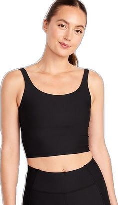 Casual Activewear With Built-in Bra And Wide Straps, Black Athleisure Tank Top With Built-in Padding, Black Scoop Neck Sports Bra For Yoga, Sporty Sports Bra For Light Exercise With Wide Straps, Sporty Sports Bra With Wide Straps For Light Exercise, Sports Bra With Built-in Padding And Scoop Neck, Black Scoop Neck Sports Bra For Gym, Sports Tops With Medium Support And Scoop Back, Scoop Neck Sports Bra With Built-in Padding