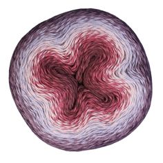 a ball of yarn with red, white and purple swirls on the end of it