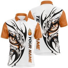 a white shirt with an orange and black dragon on the front, which reads live love game