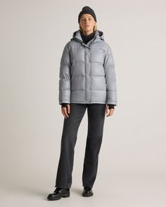 The perfect jacket for your cold-weather adventures is here: our Responsible Down Puffer Jacket. You'll be warm all winter long thanks to the water-repellent and wind-resistant fabric. Bonus: Our down products are sourced responsibly to ensure best practices in animal welfare. Meet your new winter wardrobe essential and enjoy it for years to come.  | Quince | Women's Responsible Down Puffer Jacket in Feather Grey, Size XS, Recycled Polyester Waterproof Long Sleeve Puffer Jacket For Fall, Waterproof Puffer Jacket For Fall Outdoor Activities, Fall Outdoor Windproof Puffer Jacket, Waterproof Functional Fall Puffer Jacket, Waterproof Sporty Puffer Jacket For Fall, Sporty Waterproof Puffer Jacket For Fall, Outdoor Winter Wear Puffer Parka, Waterproof Winter Outerwear For Cold Weather, Functional Puffer Jacket For Winter Sports In Fall