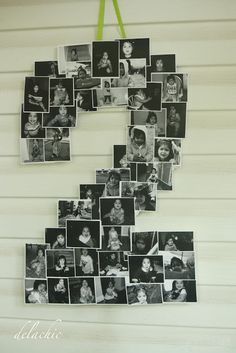 a number made out of photos hanging on the wall