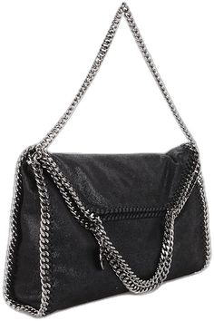 Leather Bags With Chain Strap And Double Handle, Chic Flap Shoulder Bag With Silver-tone Hardware, Designer Double Handle Faux Leather Shoulder Bag, Evening Tote Flap Bag With Magnetic Closure, Evening Soft Faux Leather Shoulder Bag, Chic Faux Leather Shoulder Bag For Evening, Leather Shoulder Bag For Party, Chic Faux Leather Evening Shoulder Bag, Chic Flap Clutch Bag With Silver-tone Hardware