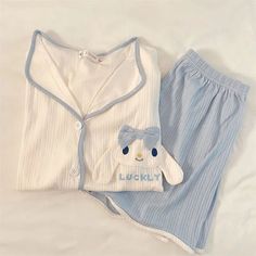 Cute Cotton Lounging Sets, White Pajama Party Sets With Long Pants, Cute Long Pants Sleepwear For Loungewear, Cozy Spring Sleepwear For Pajama Party, White Cotton Loungewear Sets, Comfy Long Sleeve Sleepwear For Spring, Cozy Cotton Bedtime Sets, Cute Matching Set Top For Loungewear, Cute Matching Set Sleepwear For Pajama Party