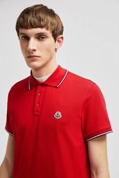 A timeless design that transcends seasons, this polo shirt is crafted from cotton pique. The classic style is embellished with a Moncler logo patch on the chest. Moncler Logo, Moschino Logo, Polo Shirt White, Polo Sweater, Red Logo, Tri Color, Scarlet, Patch Logo, Black Shirt